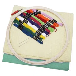 Asian Hobby Crafts Embroidery Kit with for Beginners,Cross Stitch Embroidery Complete DIY Kit with Materials and Tutorial Pages (Color-Teal, Cream)-picture-34