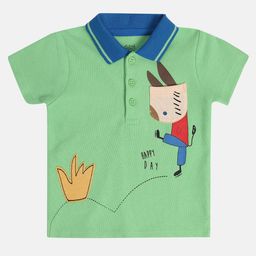 MINI KLUB Boys Printed Polo Collar Applique T-shirt-10