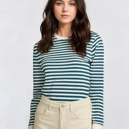 VIMAL JONNEY Women Striped Round Neck Cotton T-shirt-image-24