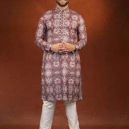 TheEthnic.Co Floral Printed Pure Cotton Straight Kurta with Trousers-image-39