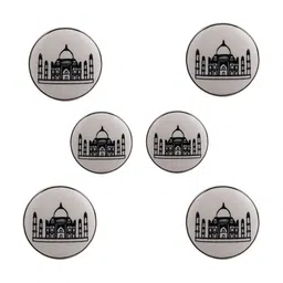Indianshelf 6Pcs Black & White Textured Ceramic Taj Mahal Knobs-image-25