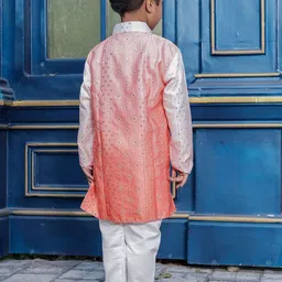Stuffie Land Boys Embroidered Regular Dupion Silk Kurta with Pyjamas image 5