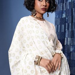 Taavi Bagru Floral Printed Pure Cotton Kurta with Trousers & Dupatta-picture-40