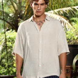 Campus Sutra Off-White Crinkled Oversized Shirt-picture-20