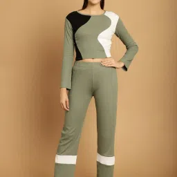TAG 7 Green Color-Block Top With Lounge Pants image 1