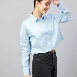 chimpaaanzee Chimpanzee Sky Blue Cotton Regular Fit Shirt-picture-12