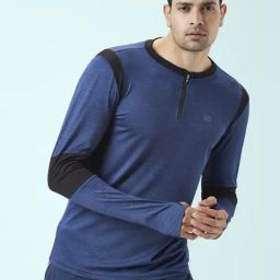 Ajile by Pantaloons Navy Slim Fit Colour Block T-Shirt-image-47
