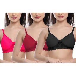 FIMS: Fashion is my Style Maroon & Black Lace Work Everyday Bras - Pack Of 3-picture-9