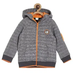 MINIKLUB Boys Grey Textured Full Sleeves Hoodie-image-20