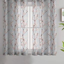 SPACES DRAPE STORY Elegent Floral Pink & Blue Polyester 5 ft Window Curtains - Set of 2 image 1