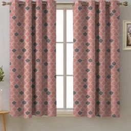 SPACES DRAPE STORY Elegent Digital Print Pink Polyester 5 ft Window Curtains - Set of 2 image 1