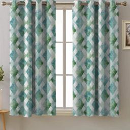 SPACES DRAPE STORY Elegent Digital Print Turquoise Green Polyester 5 ft Window Curtains - Set of 2 image 1