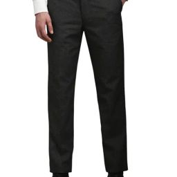 Louis Philippe Grey Slim Fit Self Pattern Trousers-image-81