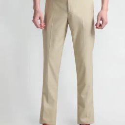 Arrow Beige Regular Fit Checks Trousers-image-69