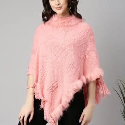 SHOWOFF Pink Self Design Poncho-image-27