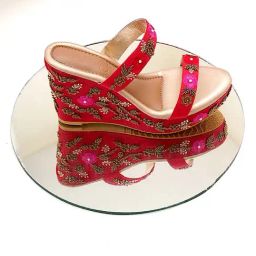 Sole House Women's Red Ethnic Wedges-29
