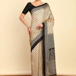 Soch Womens Beige Ethnic Motifs Print Art Silk Saree-image-27