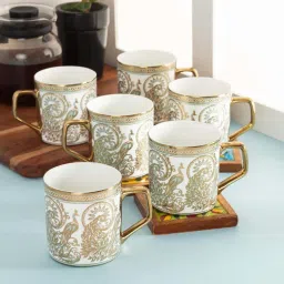 Clay Craft Fine Ceramic Director Gold Printed Tea/Coffee Mugs - Set of 6 - 220 ml each image 2