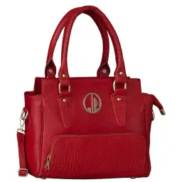 HiLEDER Red Solid Medium Satchel Handbag-7