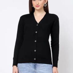 Kalt Black Self Design Cardigan-image-16