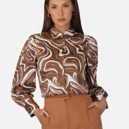 PURYS Brown Printed Shirt-image-45