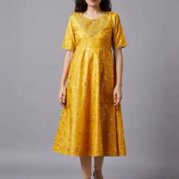 Aurelia Yellow Embellished Fit and Flare Kurta-image-66