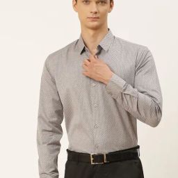 Sojanya Grey Cotton Regular Fit Self Pattern Shirt-image-19