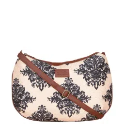 ZOUK Beige Printed Medium Sling Handbag-42