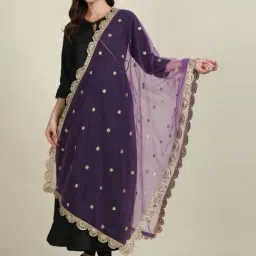 Dupatta Bazaar Purple Zari Work Dupatta-image-69