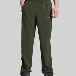 Puma Dark Olive Cotton Regular Fit Sports Trackpants-image-28