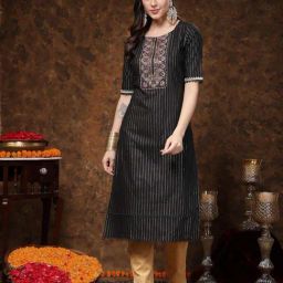 Stylum Black Embroidered Kurtas-14