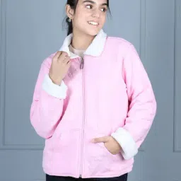 StyleStone Kids Pink & White Self Full Sleeves Jacket-17