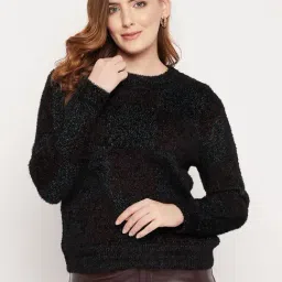 MADAME Black Textured Sweater-31