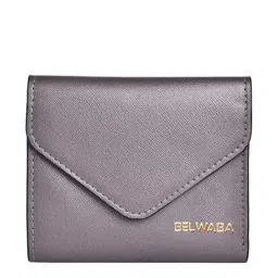BELWABA Grey Solid Tri-Fold Wallet for Women-43