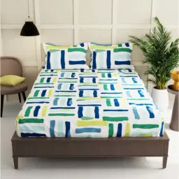 Bianca ENVOGUE Stripes Multicolor 152 TC Fabric Double Bedsheet with 2 Pillow Covers-image-78