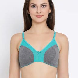 Clovia Blue & Grey Color-Block Full Coverage Bra-8