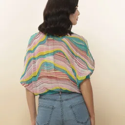 Label Ritu Kumar Teal Printed Top With Inner image 2