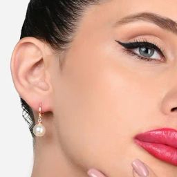 Zaveri Pearls Rose Gold Plated Contemporary Brass Pearl Drop Earrings-ZPFK15877-33