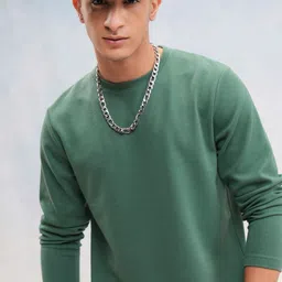 HIGHLANDER Men Solid Round Neck Cotton Relaxed Fit T-shirt-image-37