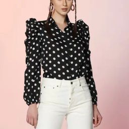SELVIA Black & White Polka Dot Shirt-picture-36