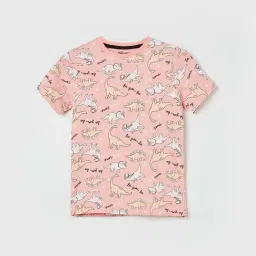 Fame Forever by Lifestyle Kids Peach Cotton Printed T-Shirt-picture-36