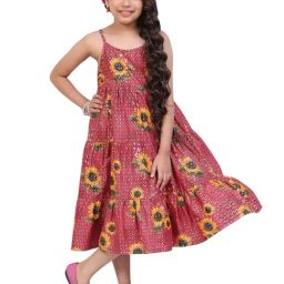 Biba Girls Teal Blue Cotton Flared Suit Set-image-36