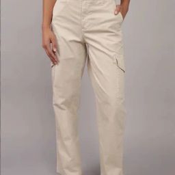 American Eagle Off White Plain Trousers-image-56