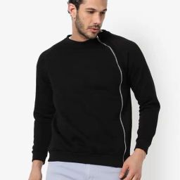 Campus Sutra Black Cotton Regular Fit Sweatshirt-image-86