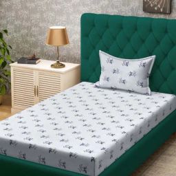 Klotthe White 300 TC Polycotton Single Bedsheet with Pillow Cover-image-115