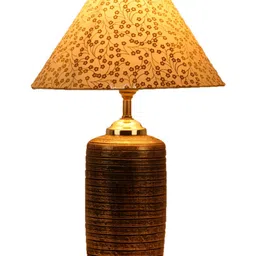 BrightDaisy Gold-Toned Printed Terracotta Frusturical Shaped Table Lamp image 5