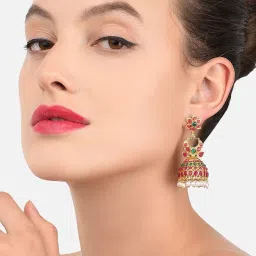 Zaveri Pearls Splendid Gold Look Finely Detailed Jhumki Earrings-ZPFK9491 image 1