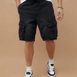 Forca By Lifestyle Black Regular Fit Cargo Shorts-image-58