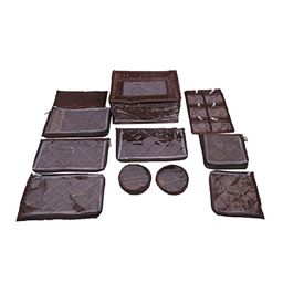 Kuber Industries Brown Solid Laminated Satin Locker 12 Pouches  Jewellery Kit-20