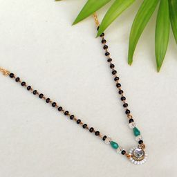 BeAbhika Kundan Studded Beaded Mangalsutra-36